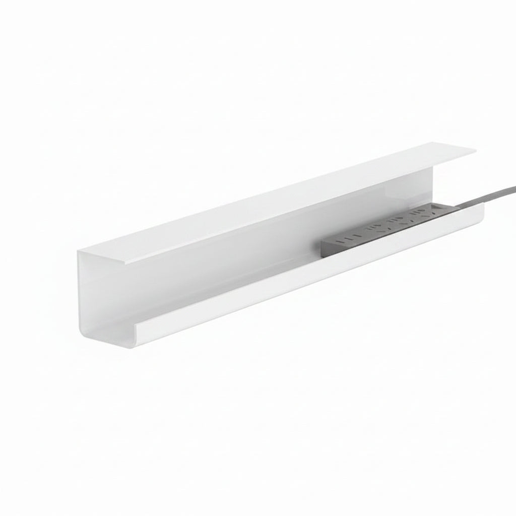 White self-adhesive shelf with dimensions on a white background