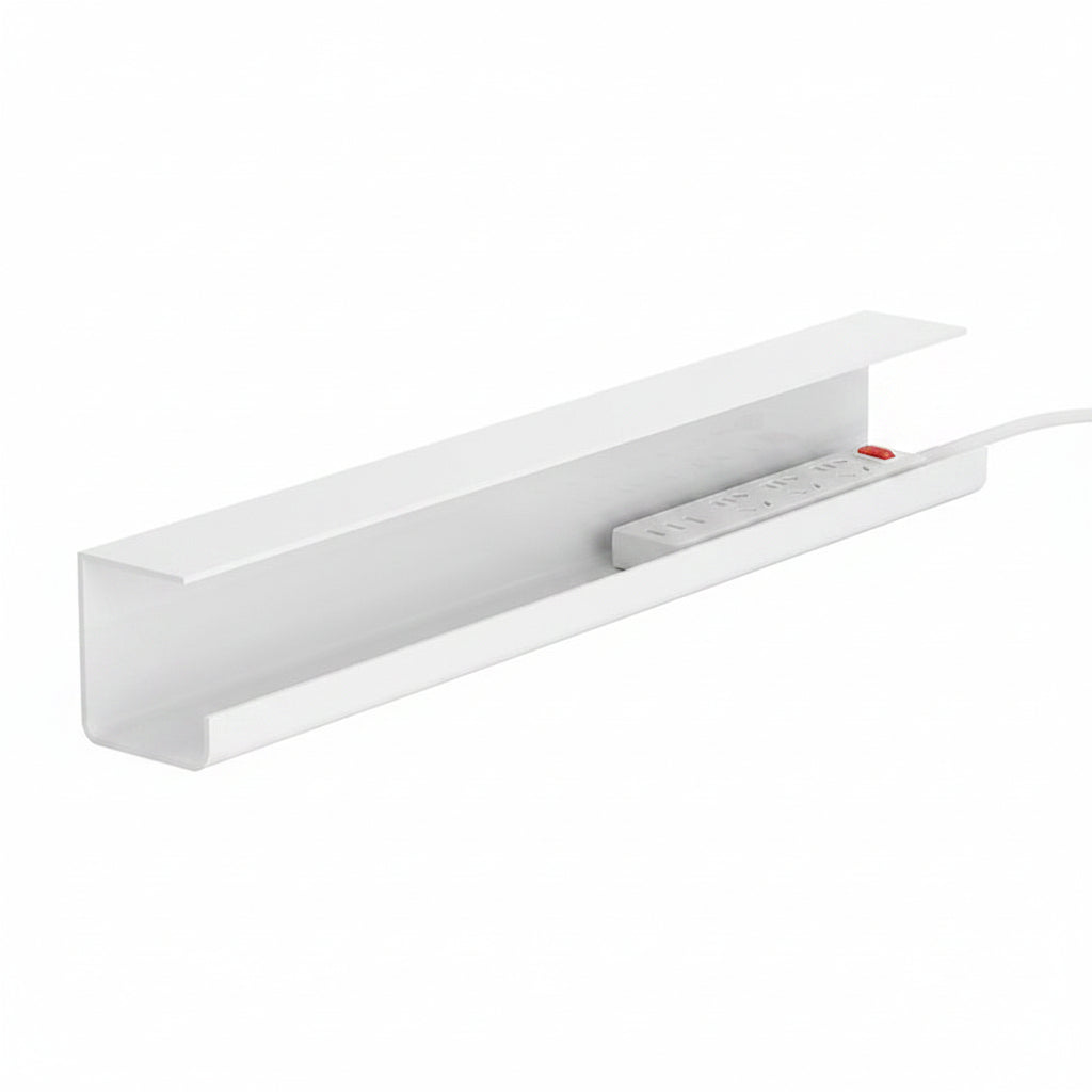 White self-adhesive shelf with dimensions on a white background